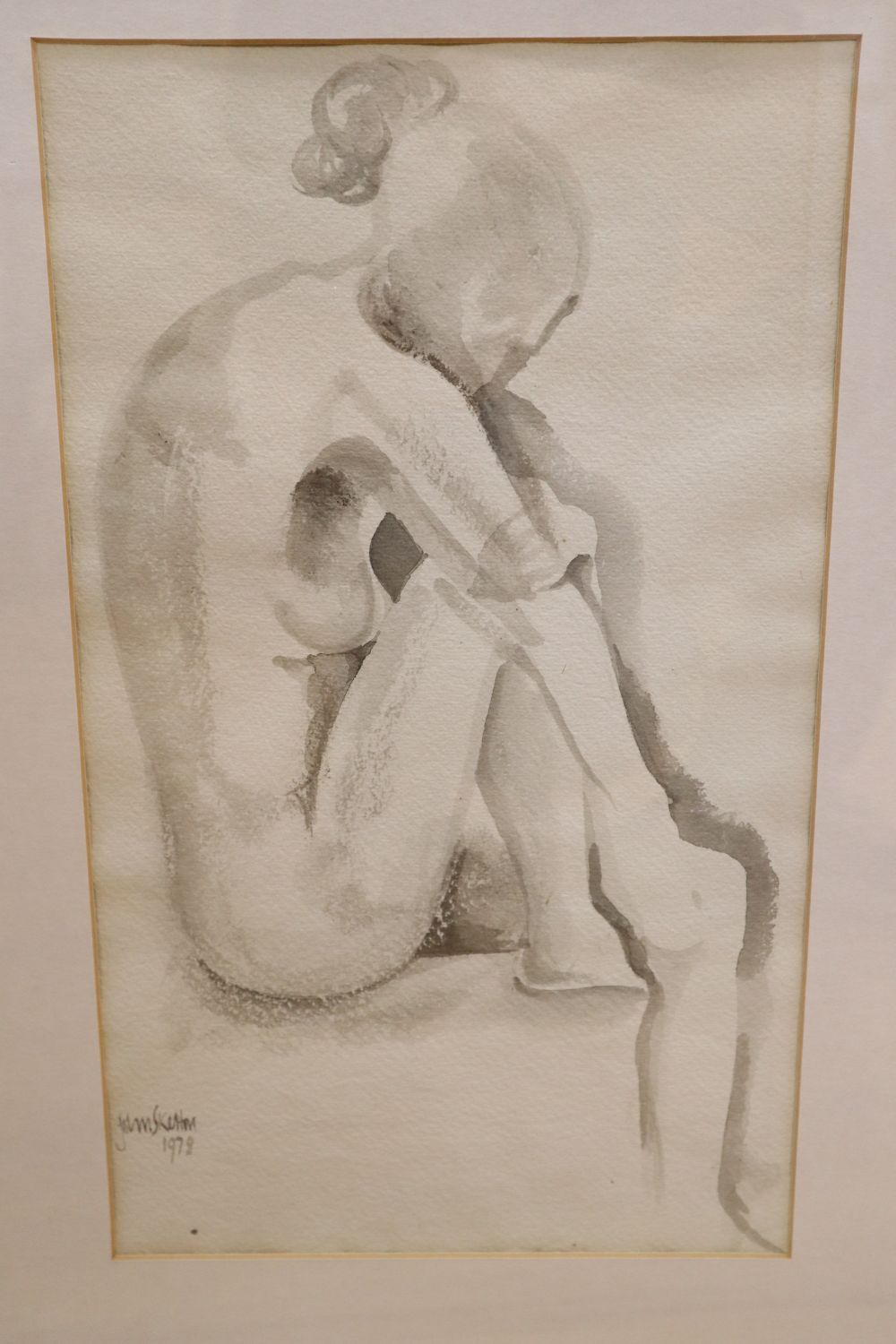 John Skelton (1923-2009), watercolour, Seated female nude, signed and dated 1978, 37 x 22cm